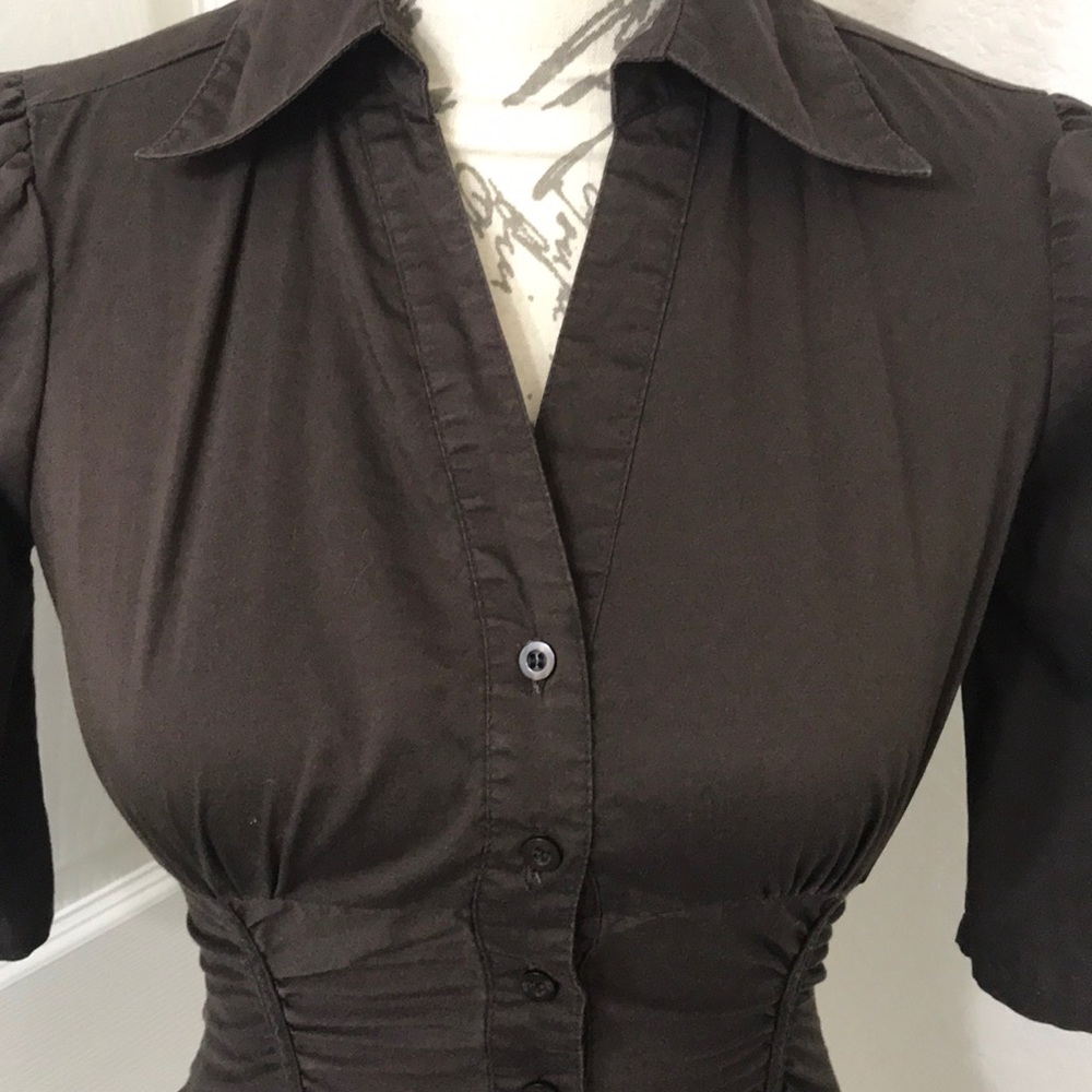 Dark Brown Short Sleeve Button Down